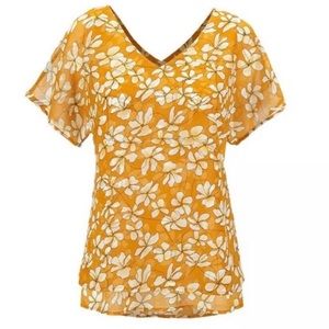 Cabi 3598 Butterscotch Yellow Floral Thrive Top